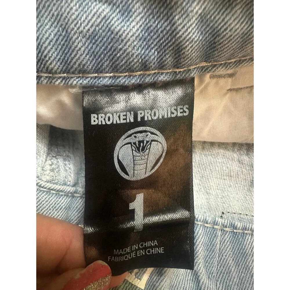 Broken Promises Two-Tone White & Light Blue Distressed Denim Shorts
